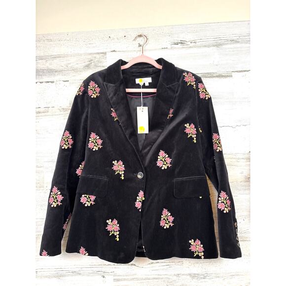 Boden Jackets & Blazers - Boden Embroidered Velvet Blazer Black Floral 6 NWT Statement Jack